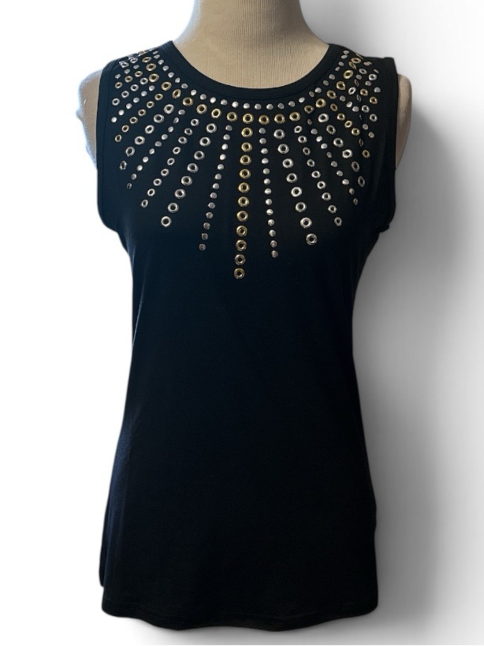 Black Sleeveless Studded Tank Top